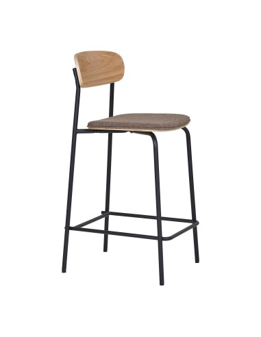 Chaise de comptoir - Dossier en bois de frêne, assise brune - 1001385 - House Nordic