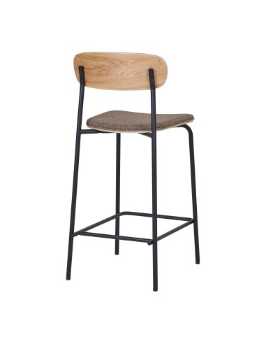 Chaise de comptoir - Dossier en bois de frêne, assise brune - 1001385 - House Nordic