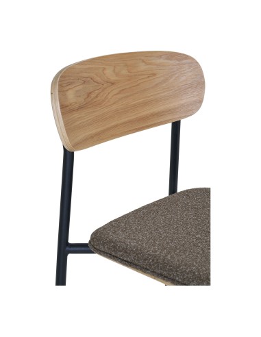 Chaise de comptoir - Dossier en bois de frêne, assise brune - 1001385 - House Nordic