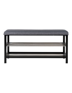 Banc PADOVA - Banc gris et noir avec coussin et deux étagères - 1401090 - House Nordic 2