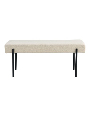 Banc Swindon - Boucle blanche avec pieds noirs, 100x36x42,5 cm - 1401302 - House Nordic