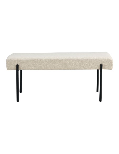 Banc Swindon - Boucle blanche avec pieds noirs, 100x36x42,5 cm - 1401302 - House Nordic