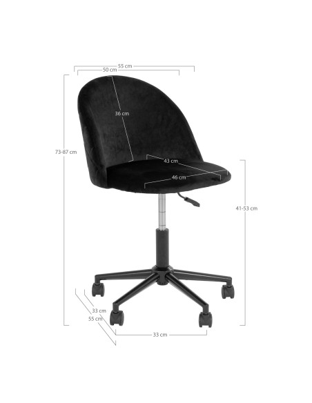 Chaise de Bureau Geneve - Velours Noir - 1201090 - House Nordic