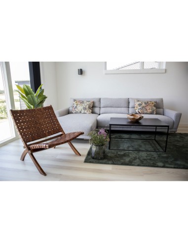 Chaise Pliante PERUGIA - Cuir marron avec pieds en bois de teck - 1101290 - House Nordic