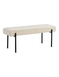 Banc Swindon - Boucle blanche avec pieds noirs, 100x36x42,5 cm - 1401302 - House Nordic 2