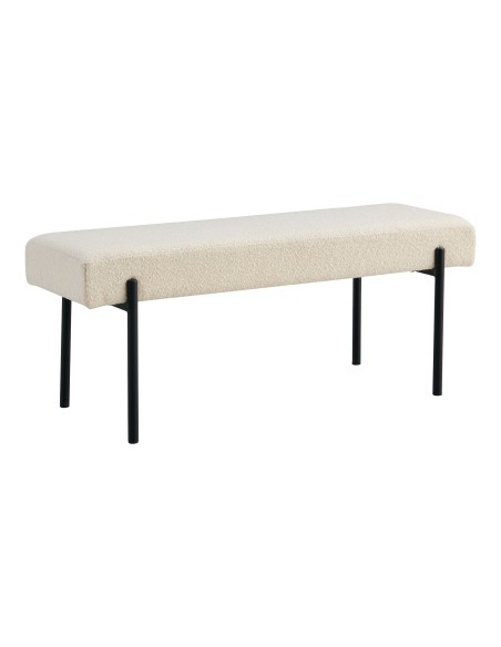 Banc Swindon - Boucle blanche avec pieds noirs, 100x36x42,5 cm - 1401302 - House Nordic