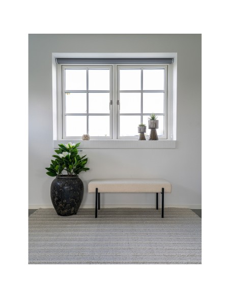 Banc Swindon - Boucle blanche avec pieds noirs, 100x36x42,5 cm - 1401302 - House Nordic