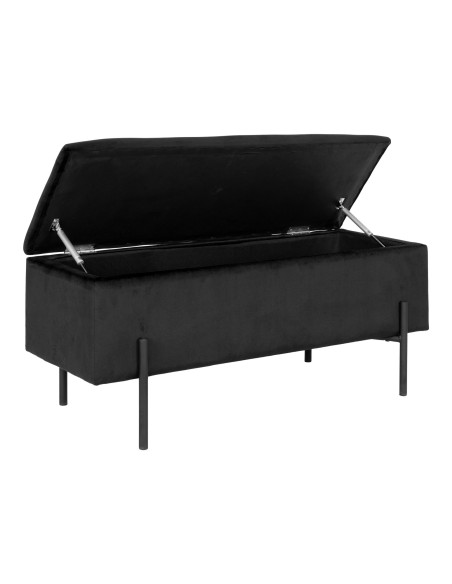 Banc WATFORD - Banc en velours noir avec rangement HN1207 - 1409060 - House Nordic