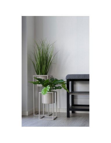 Banc PADOVA - Banc gris et noir avec coussin et deux étagères - 1401090 - House Nordic