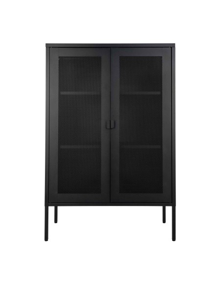 Vitrine Melbourne - Noir avec porte en maille - 3001080 - House Nordic