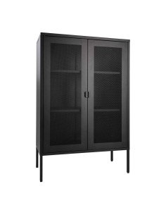 Vitrine Melbourne - Noir avec porte en maille - 3001080 - House Nordic 2