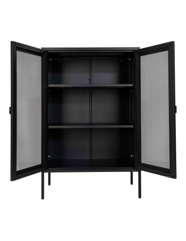 Vitrine Melbourne - Noir avec porte en maille - 3001080 - House Nordic