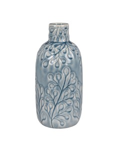 Vase en céramique - Bleu avec motif, rond, dimensions 12x26 cm - 4441759 - House Nordic