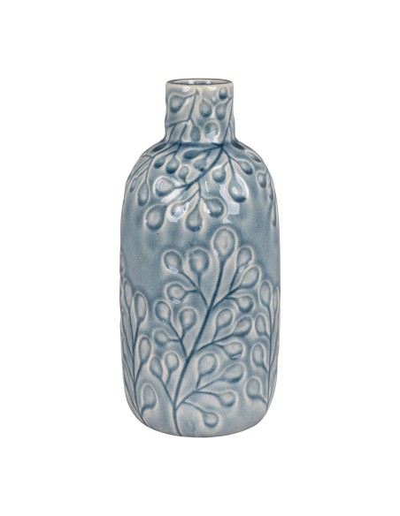 Vase en céramique - Bleu avec motif, rond, dimensions 12x26 cm - 4441759 - House Nordic