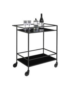 Chariot de Bar VITA - Cadre noir avec deux étagères noires 68 x 40 x 79 cm - 2101530 - House Nordic