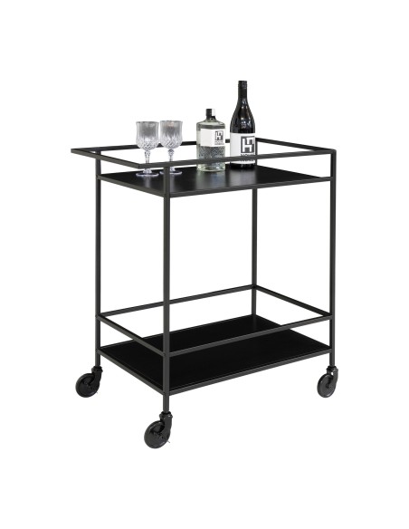 Chariot de Bar VITA - Cadre noir avec deux étagères noires 68 x 40 x 79 cm - 2101530 - House Nordic