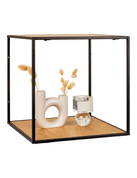 Étagère VITA - Cadre noir avec étagères aspect chêne 36 x 36 x 36 cm - 4282245 - House Nordic