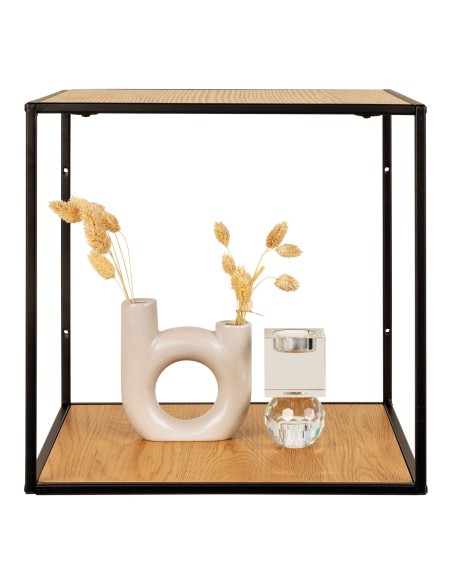 Étagère VITA - Cadre noir avec étagères aspect chêne 36 x 36 x 36 cm - 4282245 - House Nordic