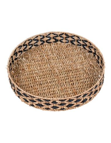 Plateau NERJA - En herbe de mer, noir/nature, rond, dimensions 38 cm - 4601035 - House Nordic