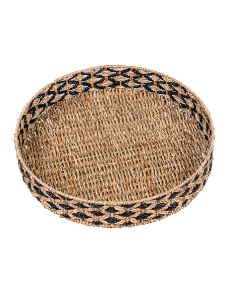 Plateau NERJA - En herbe de mer, noir/nature, rond, dimensions 38 cm - 4601035 - House Nordic