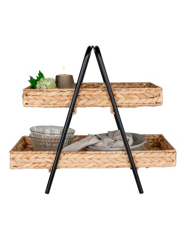 Plateau ALFARO - En jonc d'eau et métal, 42x23x43,5 cm - 4601036 - House Nordic