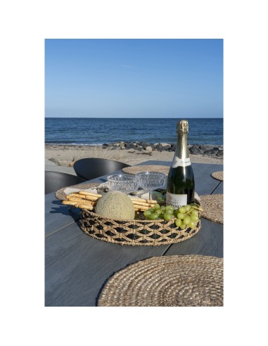 Plateau NERJA - En herbe de mer, noir/nature, rond, dimensions 38 cm - 4601035 - House Nordic