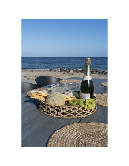 Plateau NERJA - En herbe de mer, noir/nature, rond, dimensions 38 cm - 4601035 - House Nordic