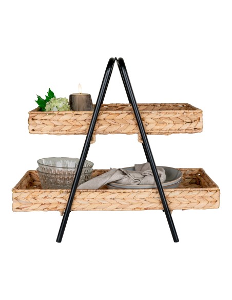 Plateau ALFARO - En jonc d'eau et métal, 42x23x43,5 cm - 4601036 - House Nordic