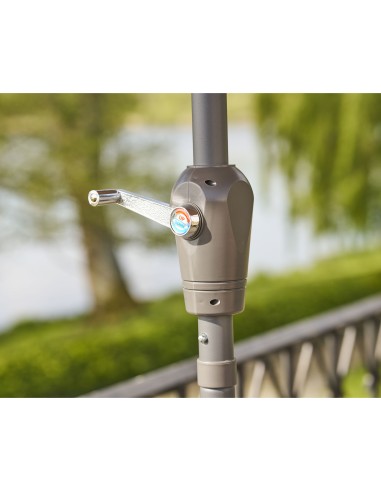 Parasol Houston - Avec manivelle et inclinaison, pied métal, sable, 300 cm - 7701155 - House Nordic