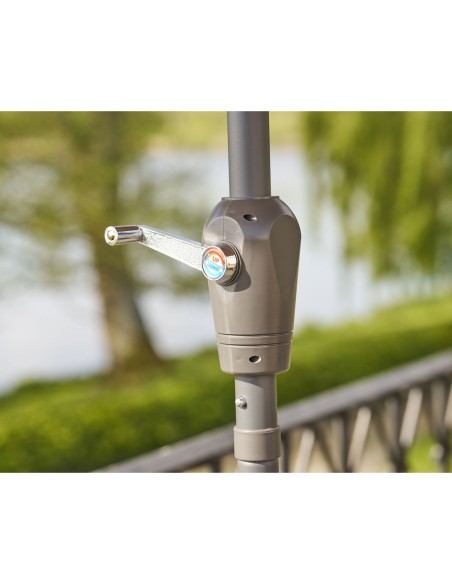 Parasol Houston - Avec manivelle et inclinaison, pied métal, sable, 300 cm - 7701155 - House Nordic