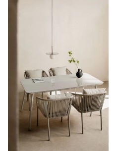 Table à manger rectangulaire 160x90 cm en verre et aluminium Arhiza - Sklum