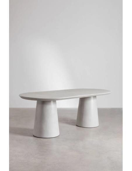 Table à manger ovale 220x95 cm en ciment Noemi - Sklum