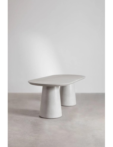 Table à manger ovale 220x95 cm en ciment Noemi - Sklum