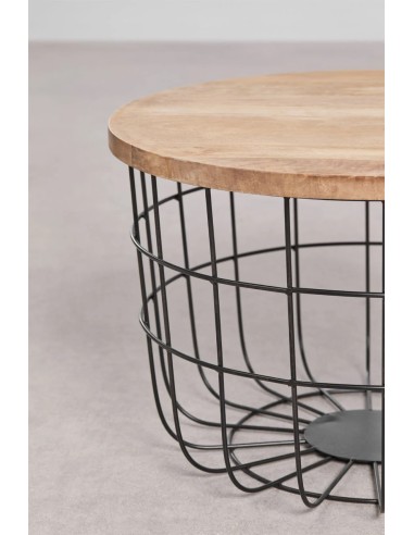Table basse ronde Ø62 cm en bois de manguier et acier Ket - Sklum