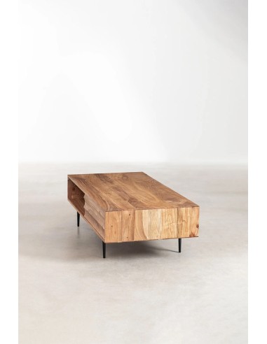 Table basse rectangulaire 120x60 cm en bois d'acacia Petter - Sklum