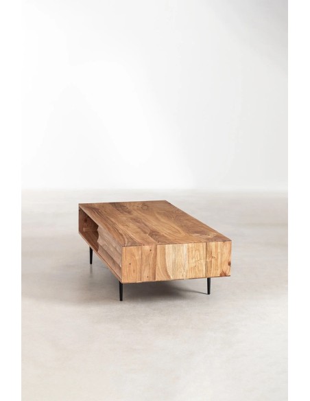 Table basse rectangulaire 120x60 cm en bois d'acacia Petter - Sklum