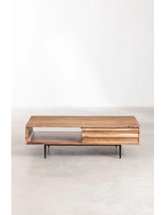 Table basse rectangulaire 120x60 cm en bois d'acacia Petter - Sklum 2