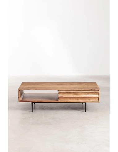 Table basse rectangulaire 120x60 cm en bois d'acacia Petter - Sklum