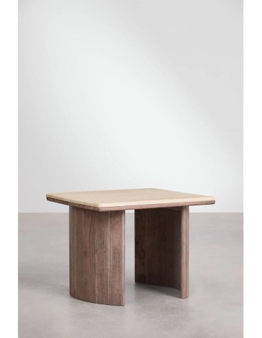 Ensemble de 2 tables d'appoint carrées en travertin et bois d'acacia Casilda - Sklum
