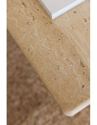 Ensemble de 2 tables d'appoint carrées en travertin et bois d'acacia Casilda - Sklum