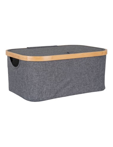 Panier NOTO - Panier en bambou et textile gris foncé 38 x 26 x 16 cm - 4401515 - House Nordic