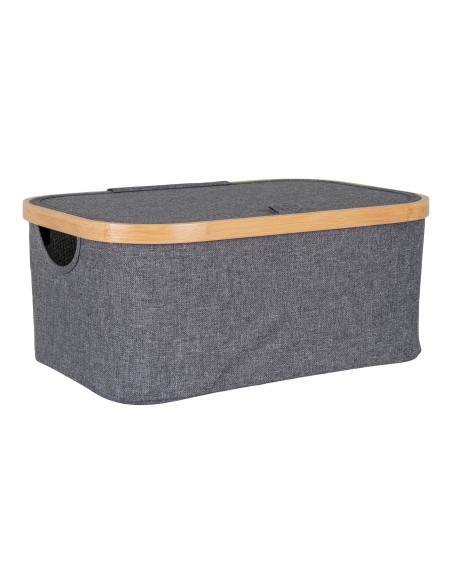 Panier NOTO - Panier en bambou et textile gris foncé 38 x 26 x 16 cm - 4401515 - House Nordic