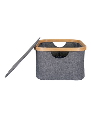 Panier NOTO - Panier en bambou et textile gris foncé 38 x 26 x 16 cm - 4401515 - House Nordic
