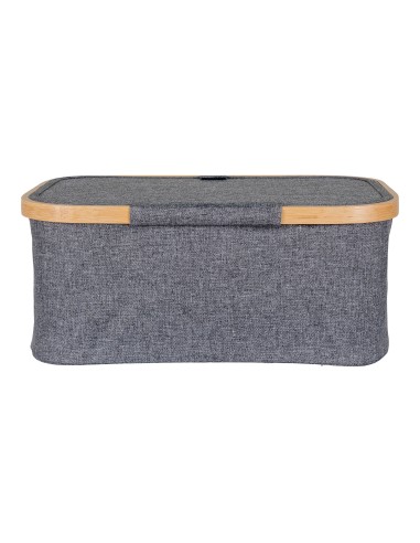 Panier NOTO - Panier en bambou et textile gris foncé 38 x 26 x 16 cm - 4401515 - House Nordic