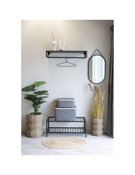 Panier NOTO - Panier en bambou et textile gris foncé 38 x 26 x 16 cm - 4401515 - House Nordic