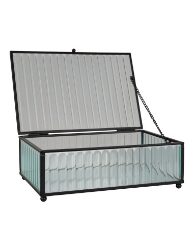 Boîte Santorini - Boîte en verre et métal noir 13x20x7 cm - 4442055 - House Nordic