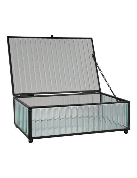 Boîte Santorini - Boîte en verre et métal noir 13x20x7 cm - 4442055 - House Nordic