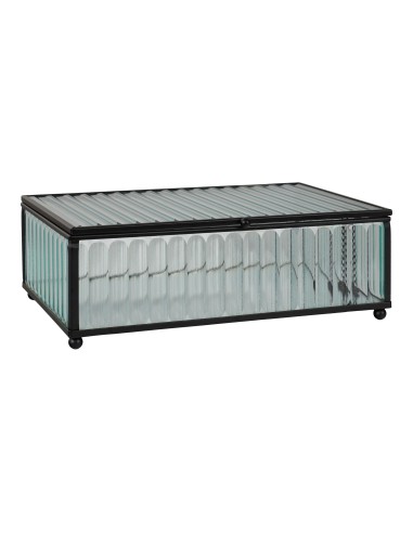 Boîte Santorini - Boîte en verre et métal noir 13x20x7 cm - 4442055 - House Nordic