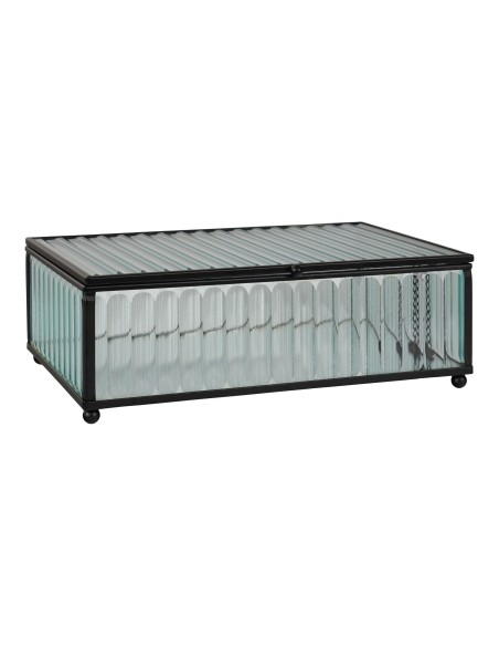 Boîte Santorini - Boîte en verre et métal noir 13x20x7 cm - 4442055 - House Nordic
