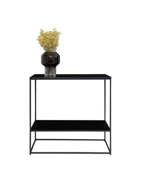 Table Console VITA - Cadre noir avec deux étagères noires 80 x 36 x 80 cm - 2301070 - House Nordic